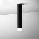 Simple Black Aluminum Cylinder LED Flush Mount Light Image - 6