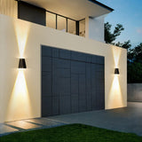 Simple Black Angular Metal Outdoor Solar Wall Light Image - 2