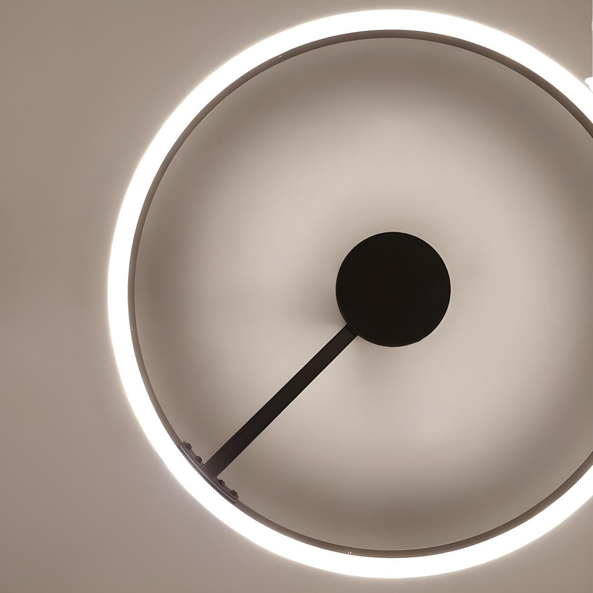 Simple Black Circle Dimmable LED Semi-Flush Mount Light Image - 10