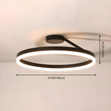 Simple Black Circle Dimmable LED Semi-Flush Mount Light Image - 12