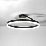 Simple Black Circle Dimmable LED Semi-Flush Mount Light Image - 15