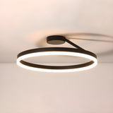 Simple Black Circle Dimmable LED Semi-Flush Mount Light Image - 17