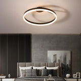 Simple Black Circle Dimmable LED Semi-Flush Mount Light Image - 3