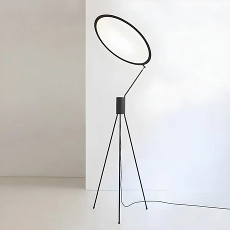 Simple Black Circular LED Design Tripod Floor Lamp Image - 1