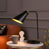 Simple Black Conical  Adjustable Shade Metal Table Lamp Image - 1