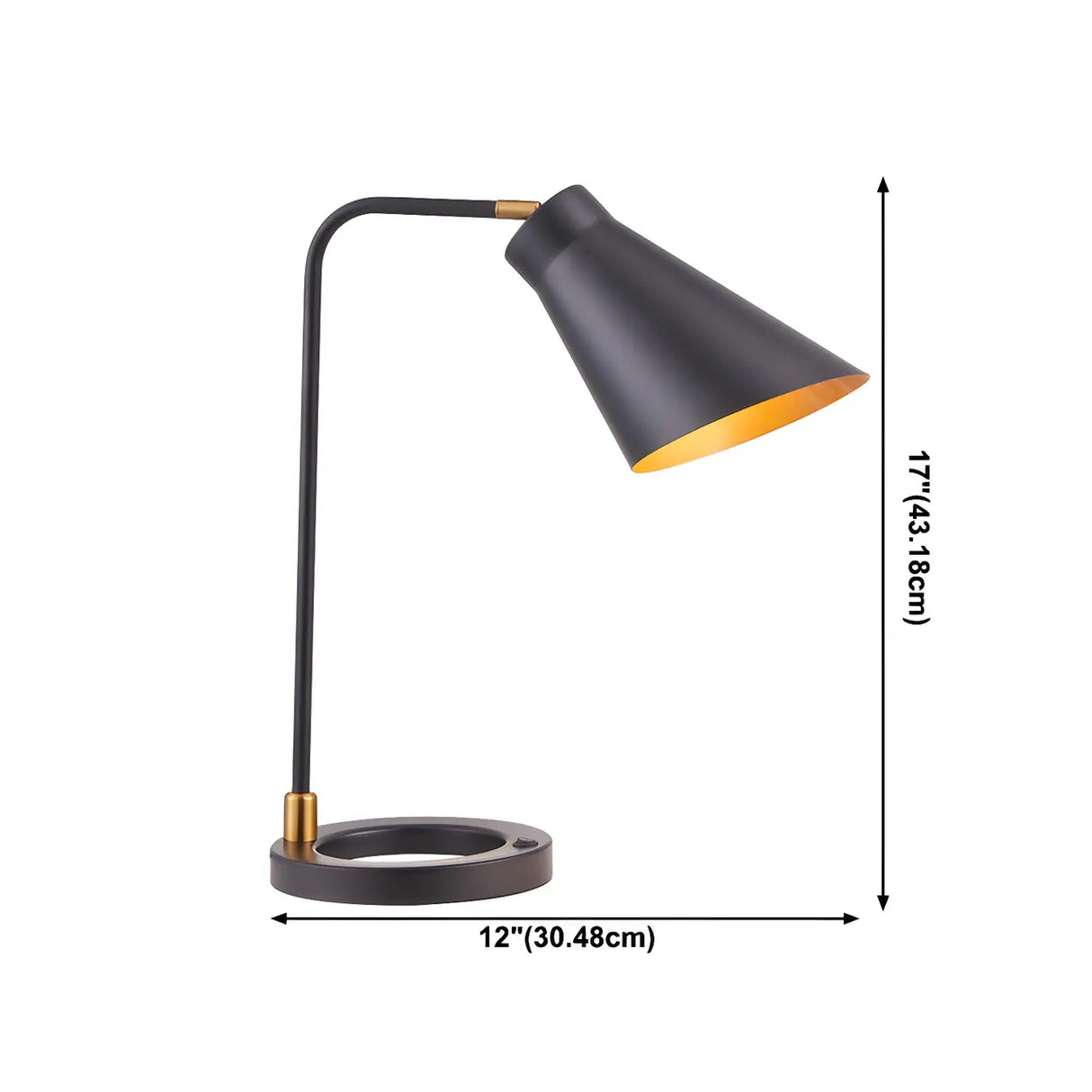 Simple Black Conical  Adjustable Shade Metal Table Lamp 