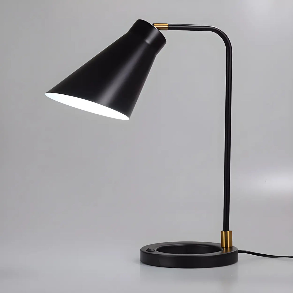 Simple Black Conical  Adjustable Shade Metal Table Lamp Image - 8