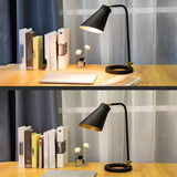 Simple Black Conical  Adjustable Shade Metal Table Lamp Image - 9