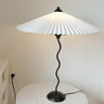 Simple Black Conical Pleated Shade Metal Table Lamp Image - 2