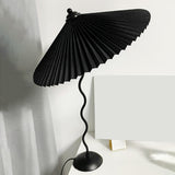 Simple Black Conical Pleated Shade Metal Table Lamp Image - 3