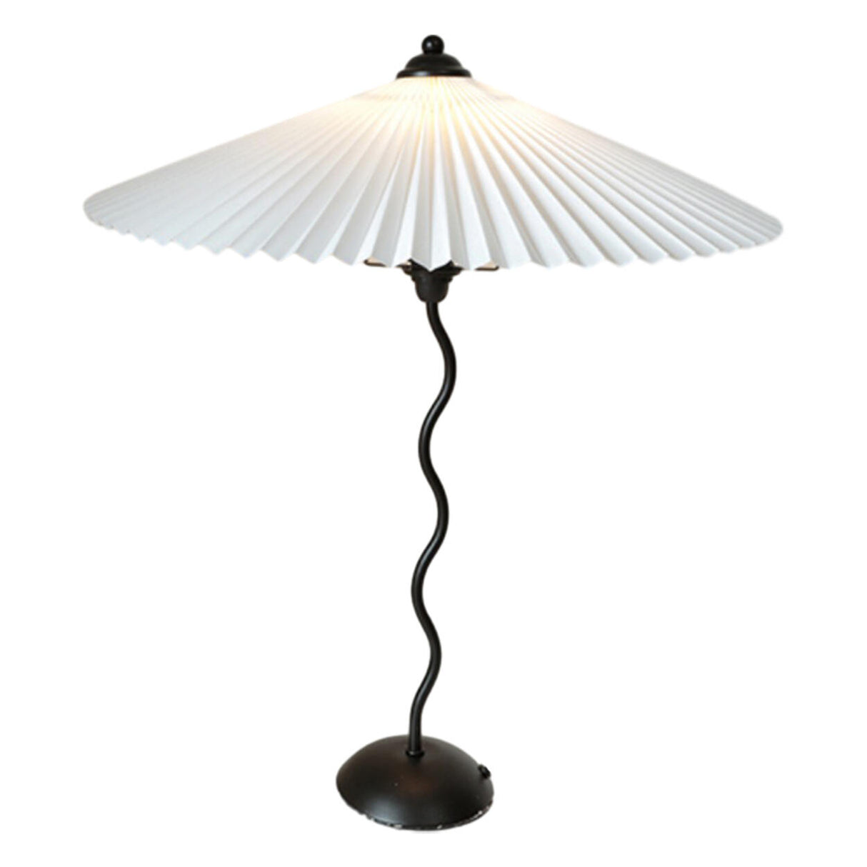 Simple Black Conical Pleated Shade Metal Table Lamp Image - 5