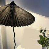 Simple Black Conical Pleated Shade Metal Table Lamp Image - 6