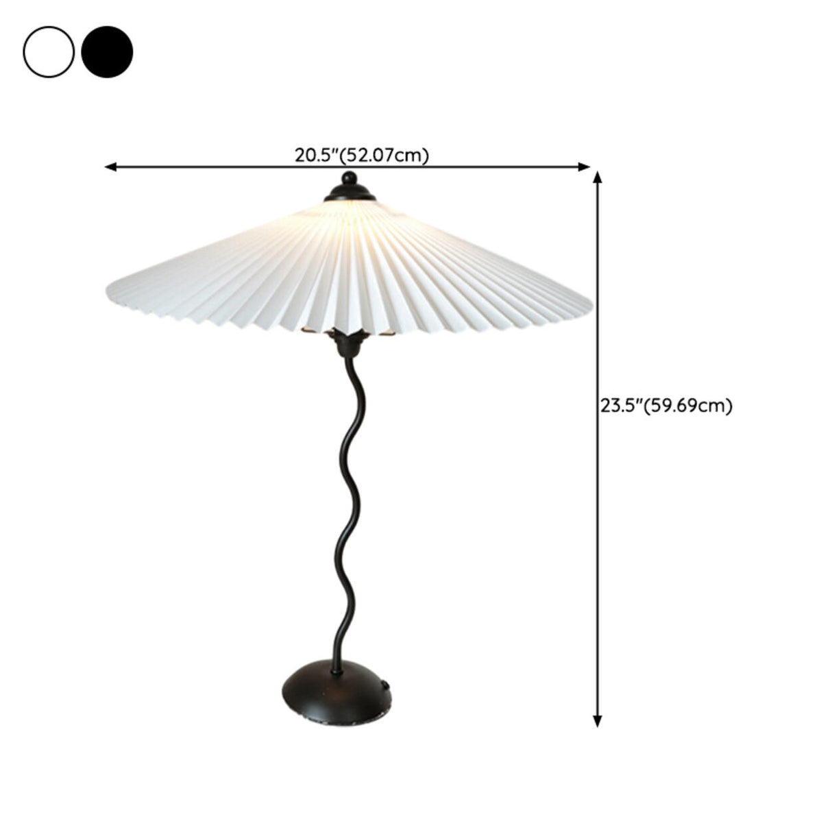 Simple Black Conical Pleated Shade Metal Table Lamp 