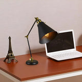 Simple Black Conical Shade Metal Adjustable Desk Lamp Image - 2