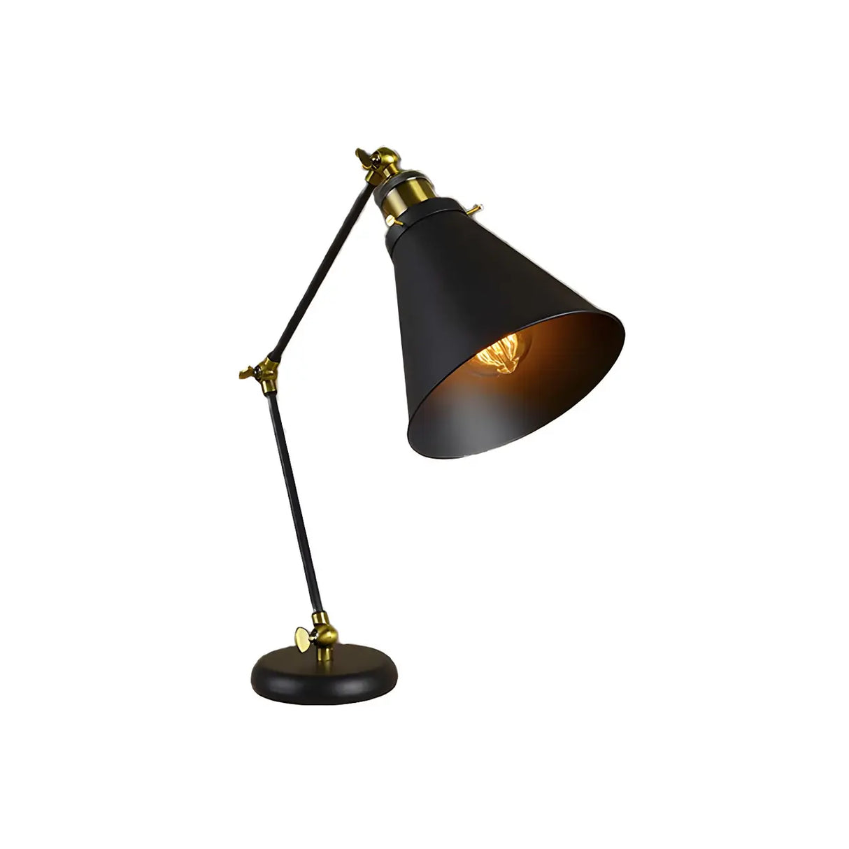 Simple Black Conical Shade Metal Adjustable Desk Lamp Image - 4