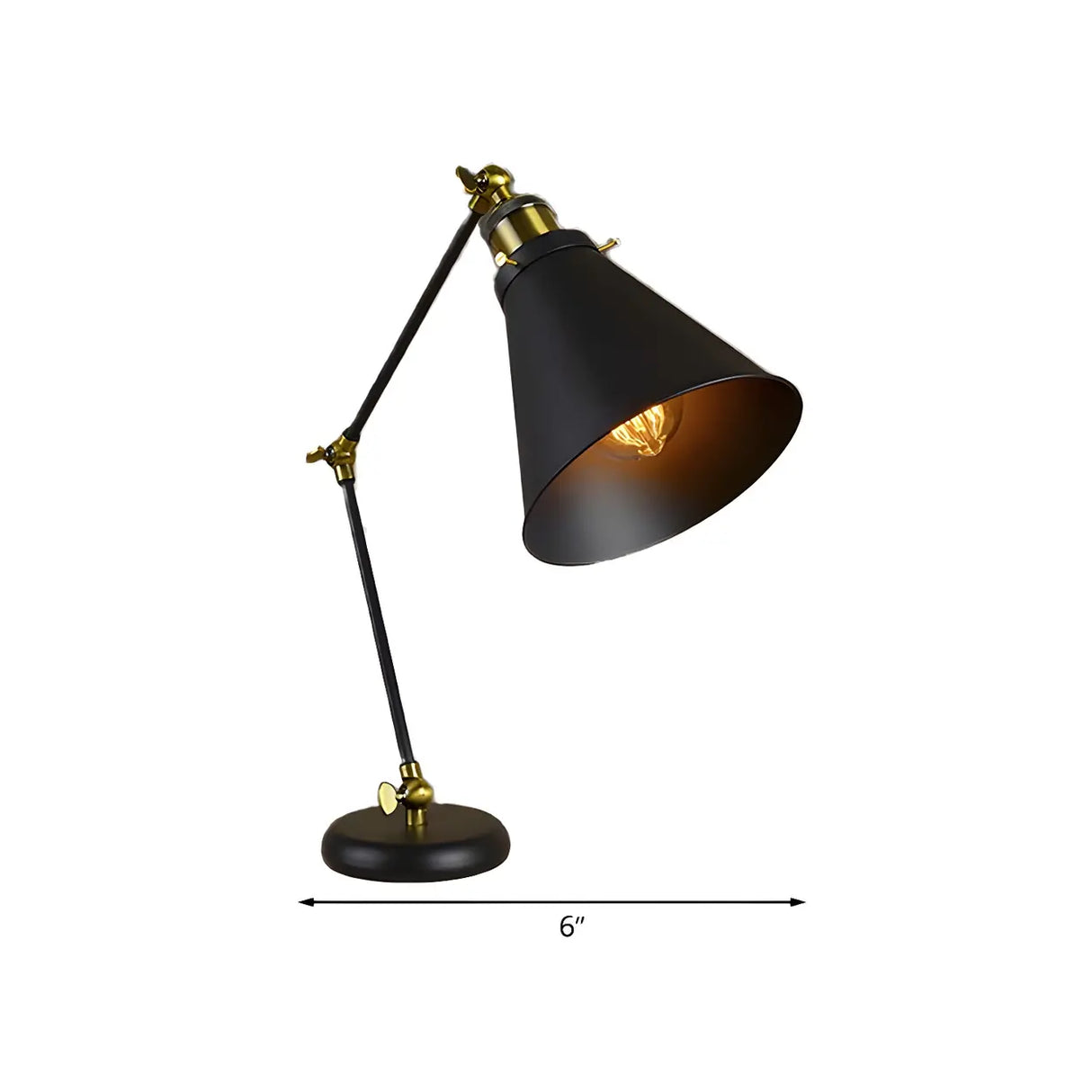 Simple Black Conical Shade Metal Adjustable Desk Lamp 