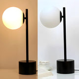 Simple Black Cylinder Base Glass Ball Shade Table Lamp Image - 10