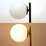 Simple Black Cylinder Base Glass Ball Shade Table Lamp Image - 13