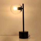 Simple Black Cylinder Base Glass Ball Shade Table Lamp Image - 7