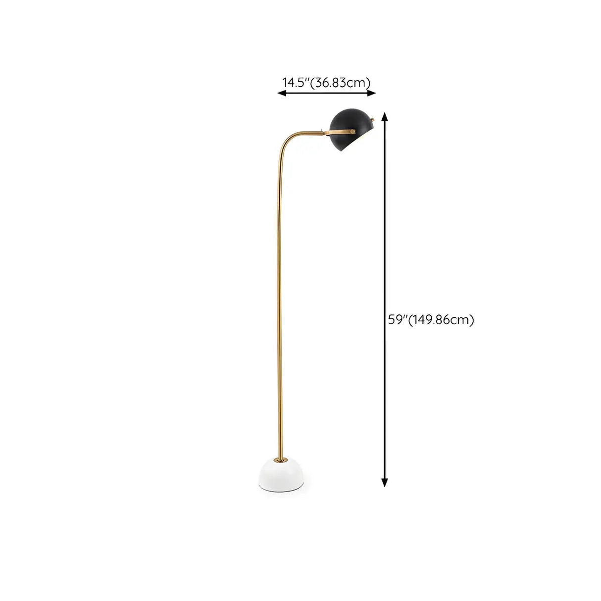 Simple Black Dome Adjustable Metal LED Floor Lamp 