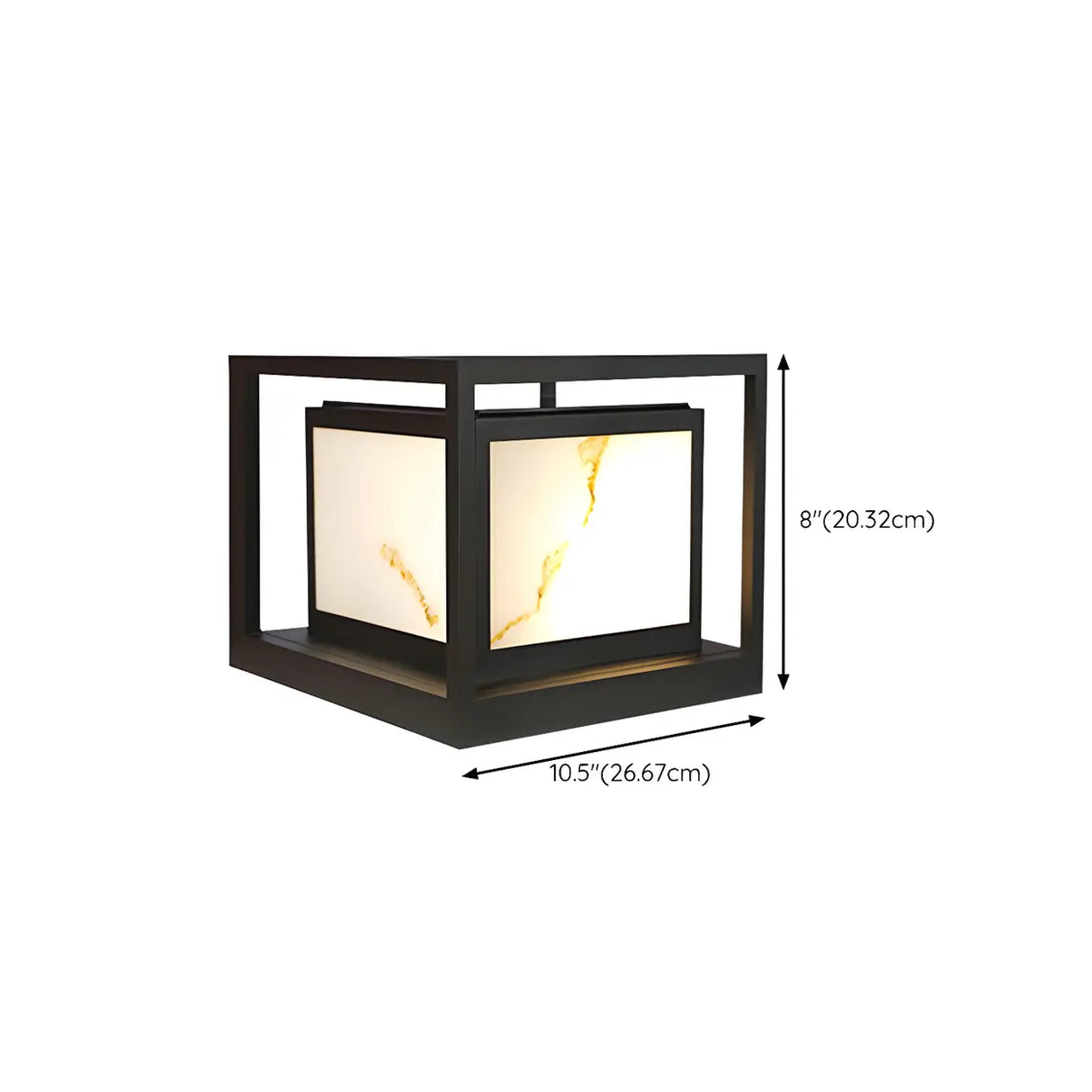 Simple Black Frame Square Metal Outdoor Lantern Lamp 