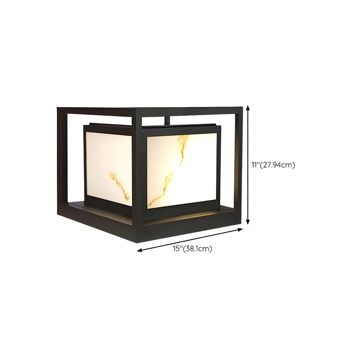 Simple Black Frame Square Metal Outdoor Lantern Lamp Image - 14