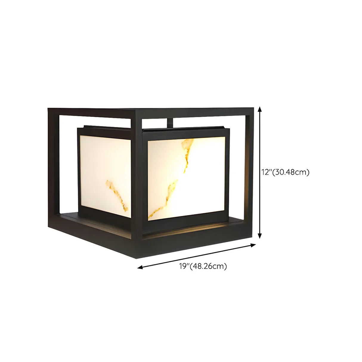 Simple Black Frame Square Metal Outdoor Lantern Lamp Image - 15