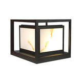 Simple Black Frame Square Metal Outdoor Lantern Lamp Image - 2