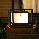 Simple Black Frame Square Metal Outdoor Lantern Lamp Image - 4