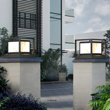 Simple Black Frame Square Metal Outdoor Lantern Lamp Image - 5