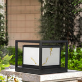 Simple Black Frame Square Metal Outdoor Lantern Lamp Image - 7