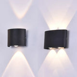 Simple Black Geometric External LED Metal Wall Lamp Image - 16