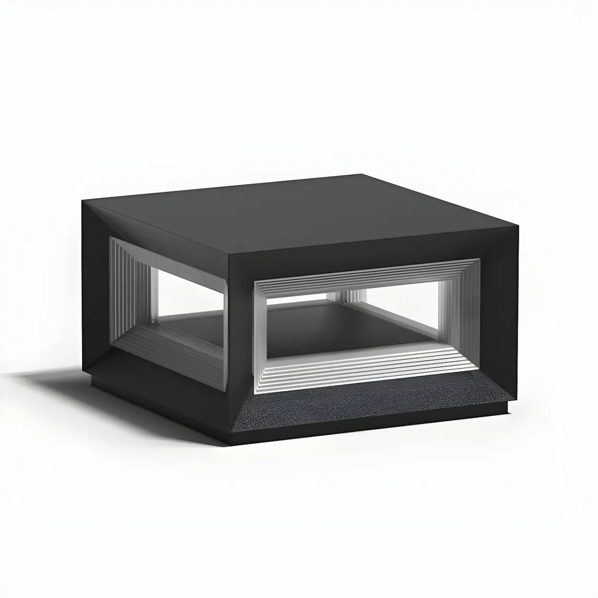 Simple Black Geometric Metal Frame Outdoor Table Lamp Image - 3