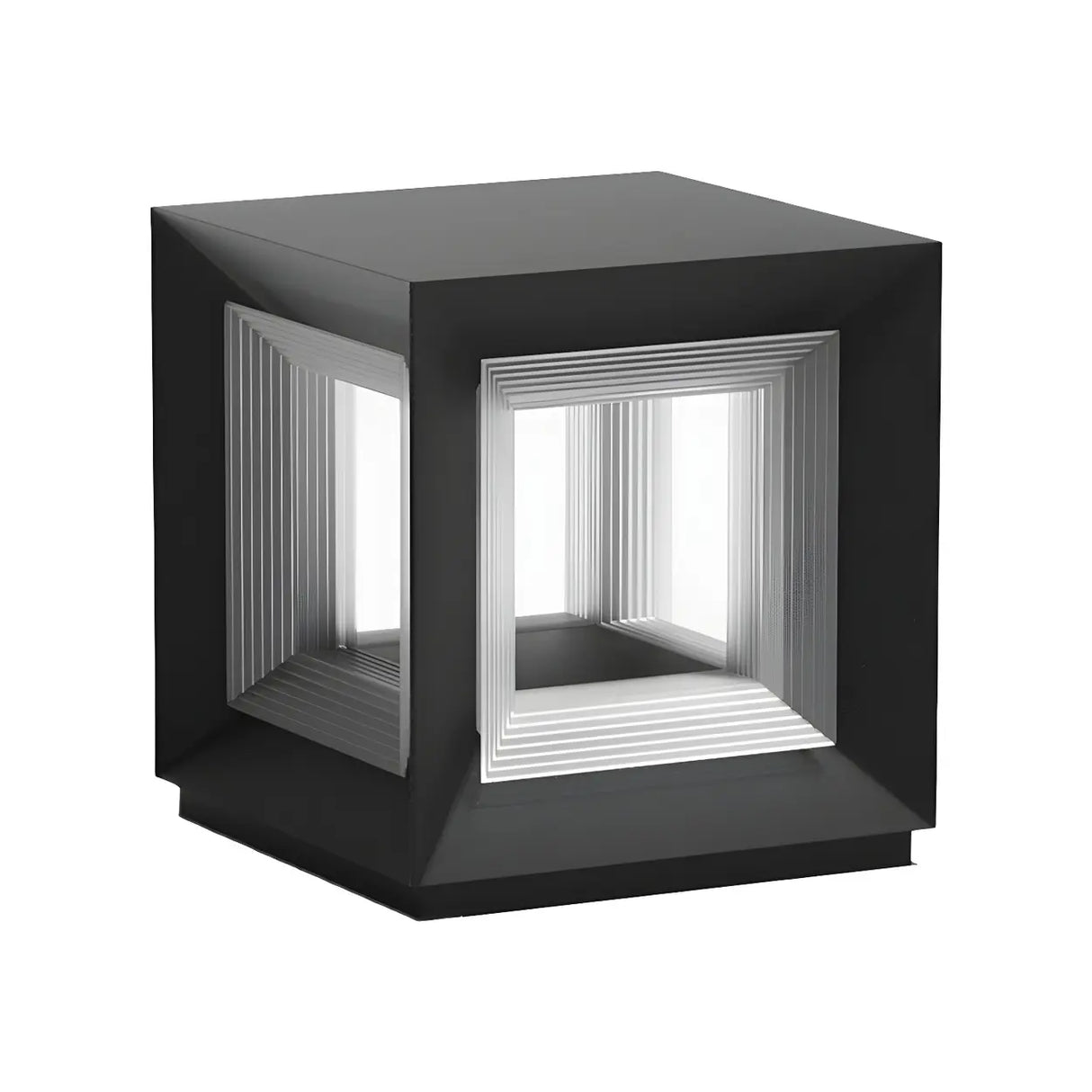 Simple Black Geometric Metal Frame Outdoor Table Lamp Image - 7