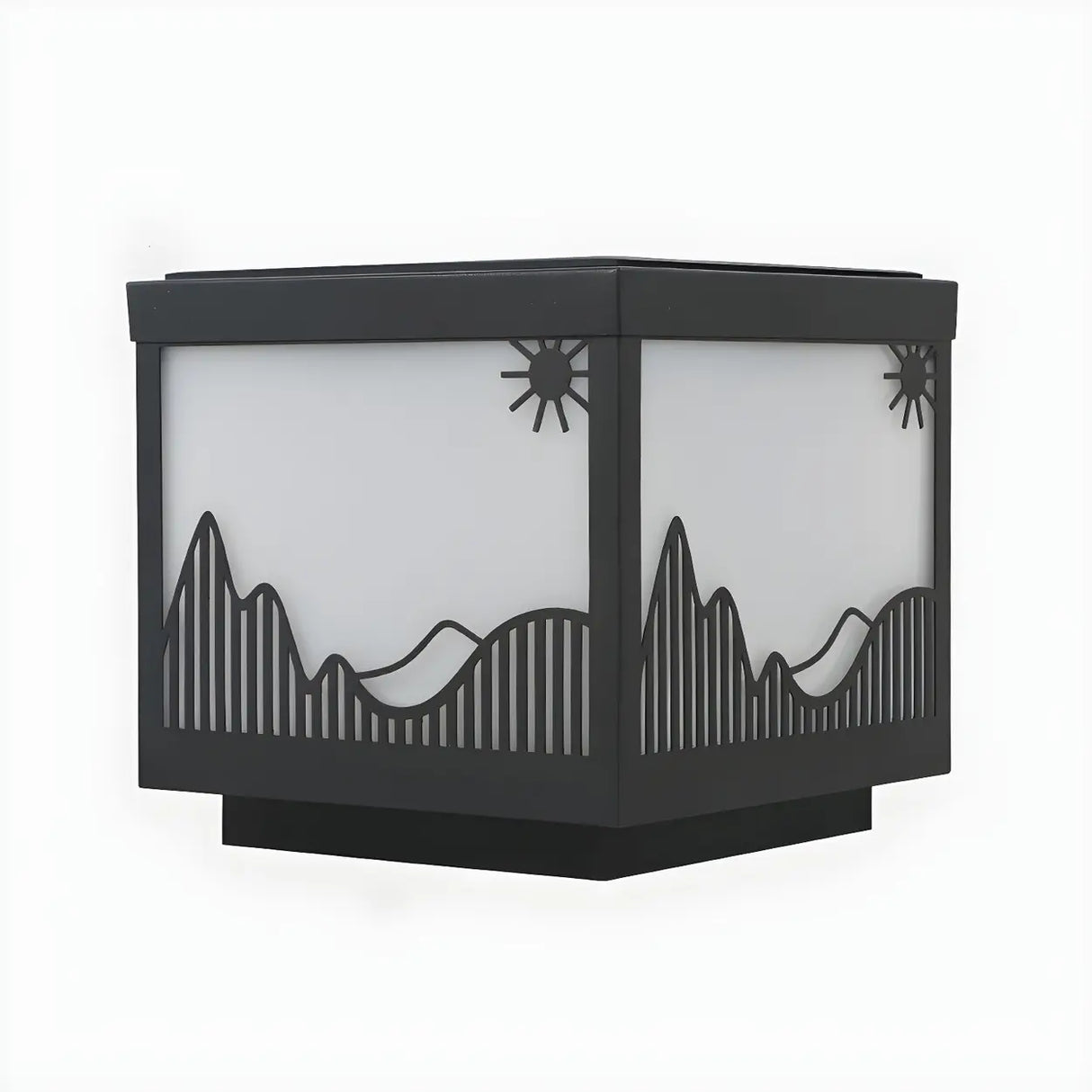 Simple Black Hill Pattern Solar Outdoor Post Light Image - 2