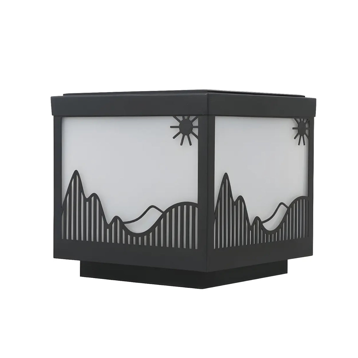 Simple Black Hill Pattern Solar Outdoor Post Light Image - 6