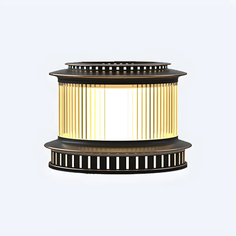 Simple Black LED Cylindrical Metal Outdoor Post Lamp Image - 2