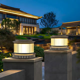 Simple Black LED Cylindrical Metal Outdoor Post Lamp Image - 5