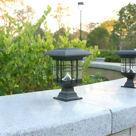 Simple Black LED Garden Pathway Lantern Table Lamp Image - 2