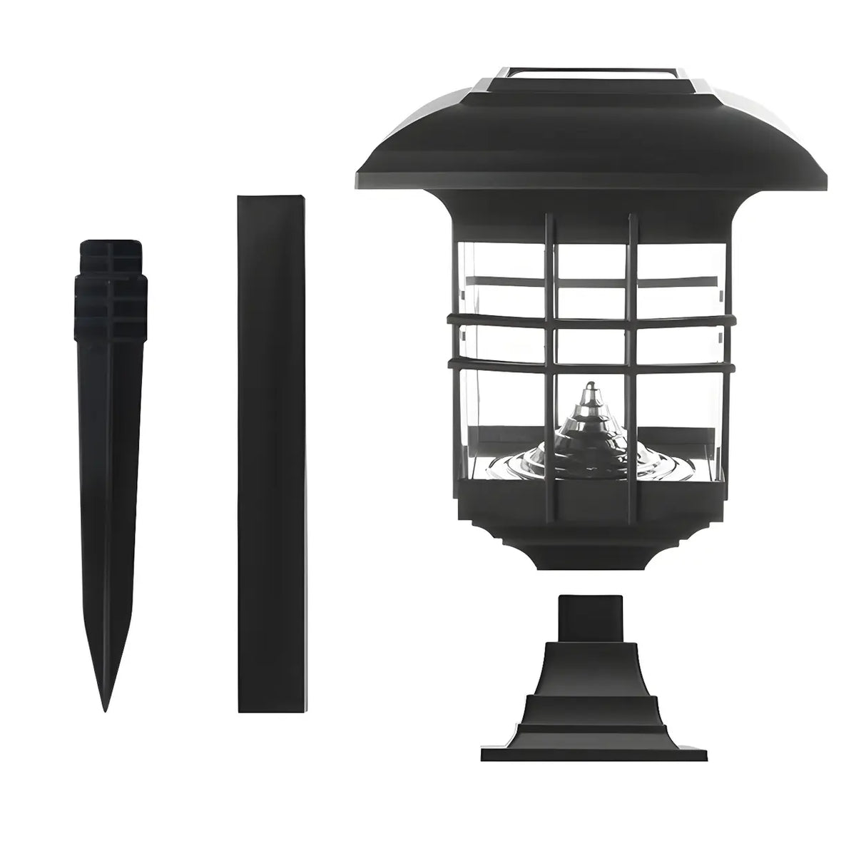 Simple Black LED Garden Pathway Lantern Table Lamp Image - 6