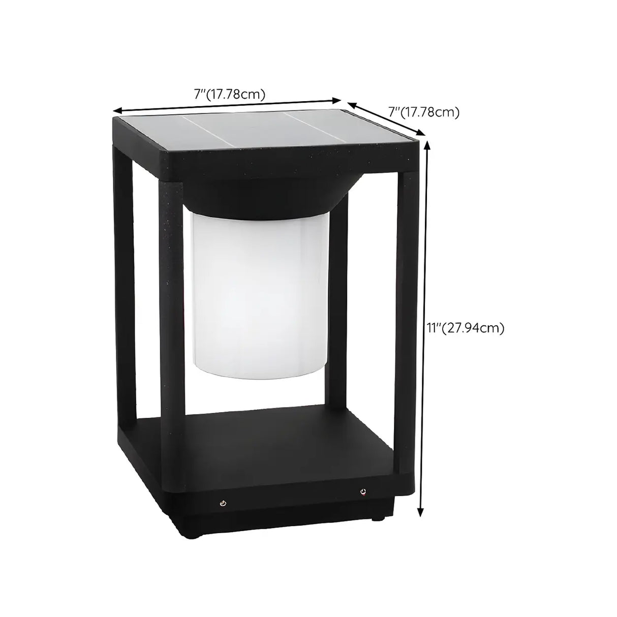 Simple Black LED Square Metal Outdoor Post Table Lamp 