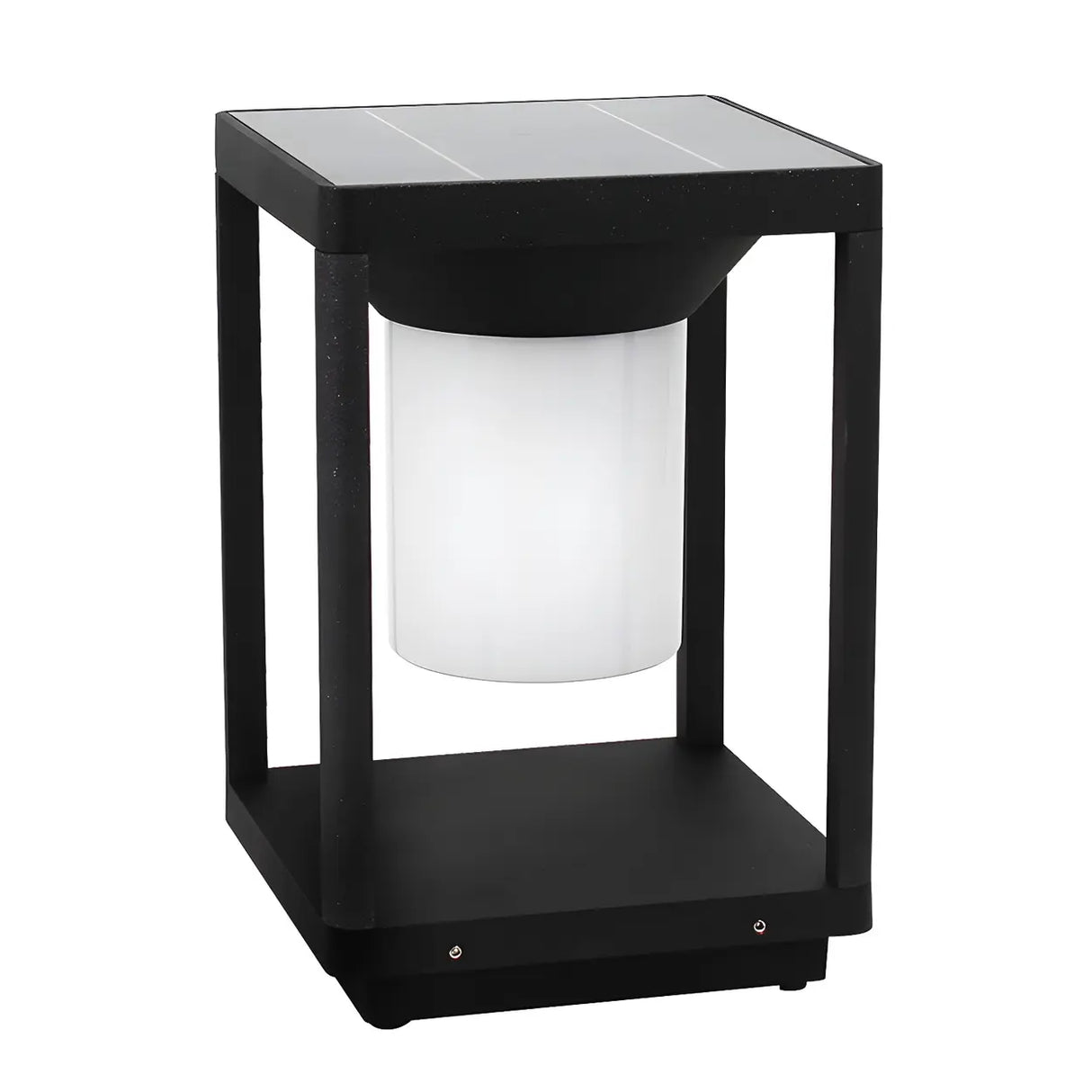 Simple Black LED Square Metal Outdoor Post Table Lamp Image - 5