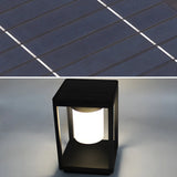 Simple Black LED Square Metal Outdoor Post Table Lamp Image - 6