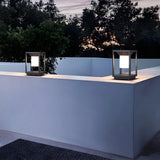 Simple Black LED Square Metal Outdoor Post Table Lamp Image - 8