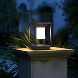 Simple Black LED Square Metal Outdoor Post Table Lamp Image - 9