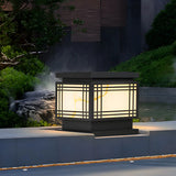 Simple Black Line Decorative Square Metal Outdoor Lamp Image - 1