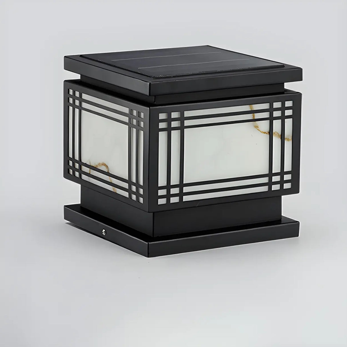 Simple Black Line Decorative Square Metal Outdoor Lamp Image - 7