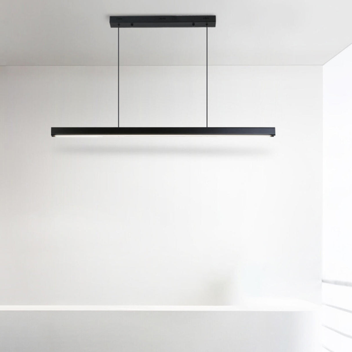 Simple Black Linear Adjustable Island Pendant Light Image - 1