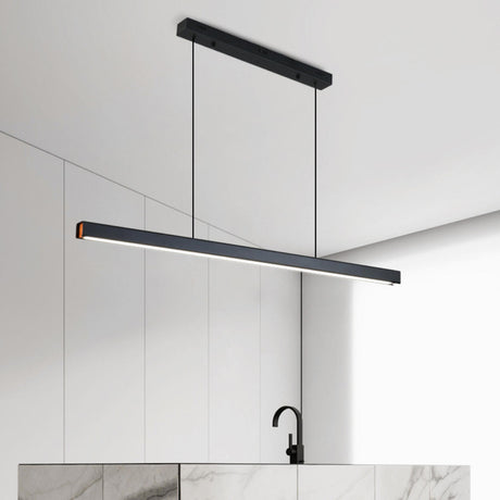 Simple Black Linear Adjustable Island Pendant Light Image - 2