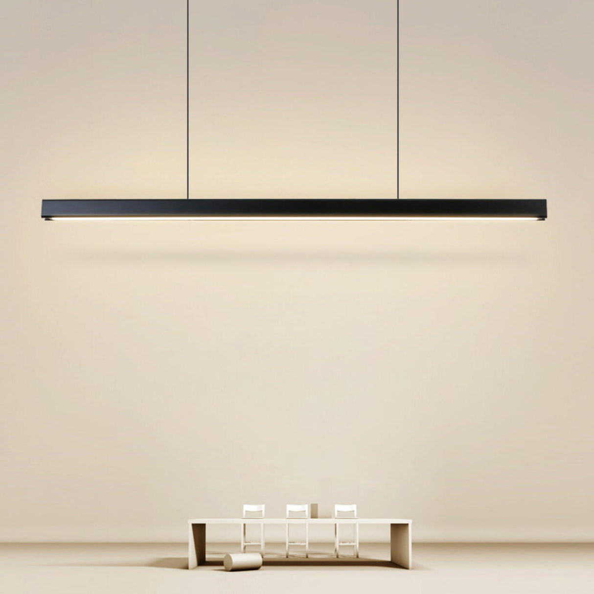 Simple Black Linear Adjustable Island Pendant Light Image - 4